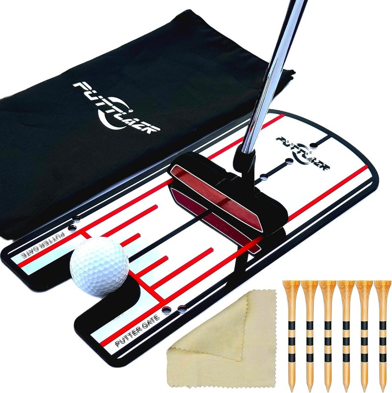 PUTTLAZR Golf Putting Mirror with 6 Tees, Putting Mirror Training Aid for Golf Practice Putting Trainer, Golf Gifts for Men - Image 1